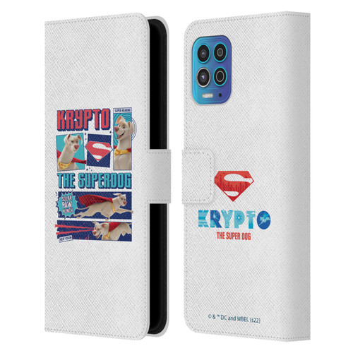 DC League Of Super Pets Graphics Krypto The Superdog Leather Book Wallet Case Cover For Motorola Moto G100