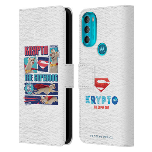 DC League Of Super Pets Graphics Krypto The Superdog Leather Book Wallet Case Cover For Motorola Moto G71 5G