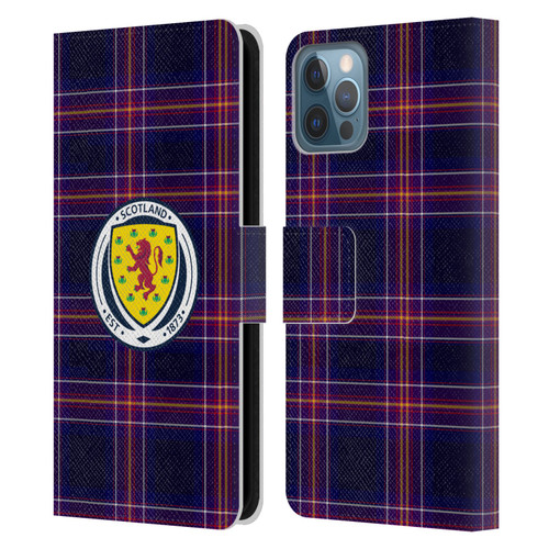 Scotland National Football Team Logo 2 Tartan Leather Book Wallet Case Cover For Apple iPhone 12 / iPhone 12 Pro