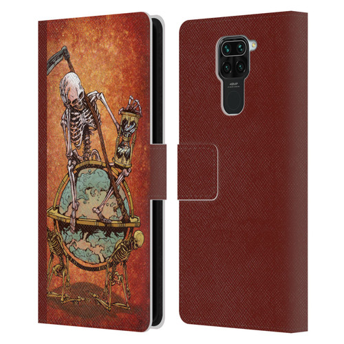 David Lozeau Colourful Art Memento Mori Leather Book Wallet Case Cover For Xiaomi Redmi Note 9 / Redmi 10X 4G