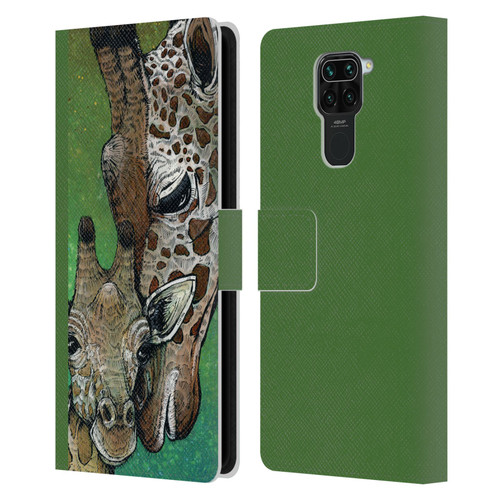 David Lozeau Colourful Art Giraffe Leather Book Wallet Case Cover For Xiaomi Redmi Note 9 / Redmi 10X 4G