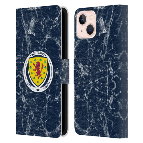 Scotland National Football Team Logo 2 Marble Leather Book Wallet Case Cover For Apple iPhone 13