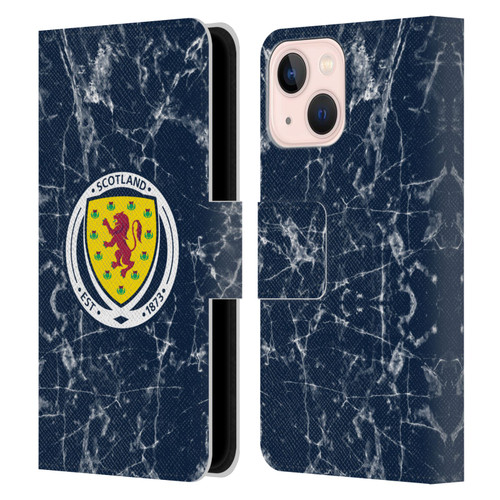 Scotland National Football Team Logo 2 Marble Leather Book Wallet Case Cover For Apple iPhone 13 Mini
