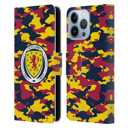 Scotland National Football Team Logo 2 Camouflage Leather Book Wallet Case Cover For Apple iPhone 13 Pro