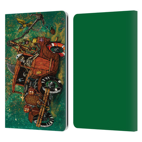 David Lozeau Skeleton Grunge Tiki Towing Leather Book Wallet Case Cover For Amazon Kindle Paperwhite 1 / 2 / 3