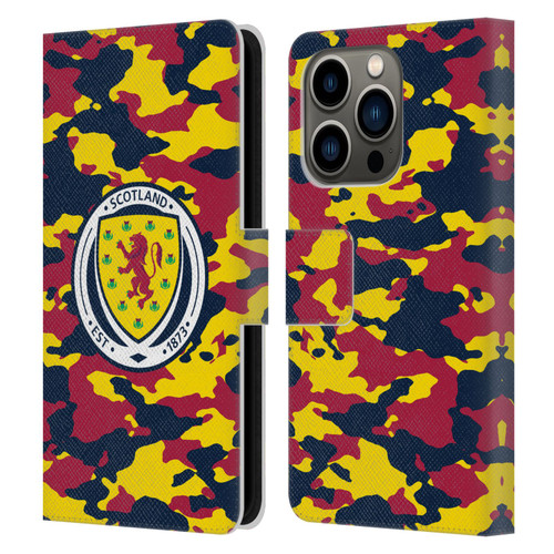 Scotland National Football Team Logo 2 Camouflage Leather Book Wallet Case Cover For Apple iPhone 14 Pro