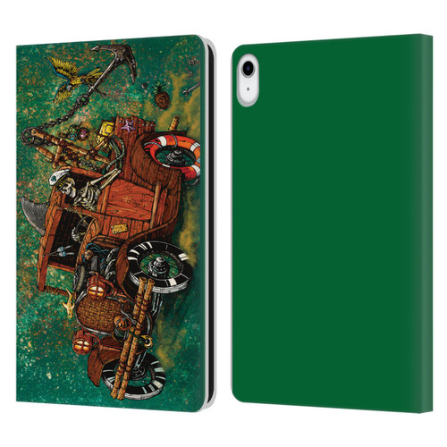 David Lozeau Skeleton Grunge Tiki Towing Leather Book Wallet Case Cover For Apple iPad 10.9 (2022)