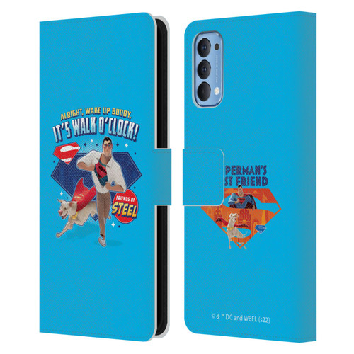 DC League Of Super Pets Graphics It's Walk O' Clock Leather Book Wallet Case Cover For OPPO Reno 4 5G