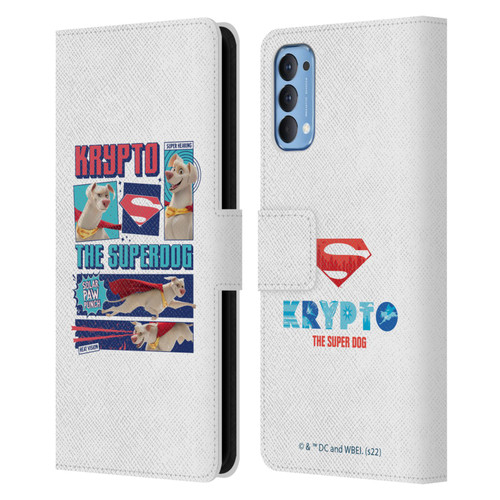 DC League Of Super Pets Graphics Krypto The Superdog Leather Book Wallet Case Cover For OPPO Reno 4 5G