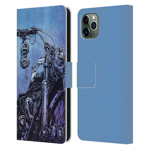 David Lozeau Skeleton Grunge Motorcycle Leather Book Wallet Case Cover For Apple iPhone 11 Pro Max