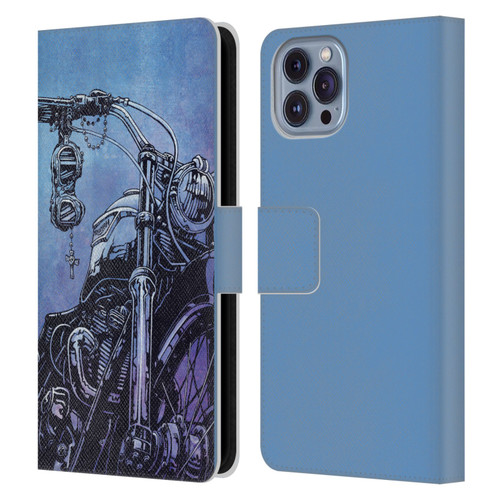 David Lozeau Skeleton Grunge Motorcycle Leather Book Wallet Case Cover For Apple iPhone 14