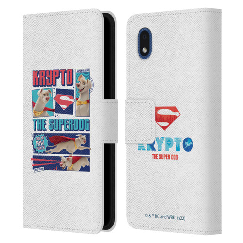 DC League Of Super Pets Graphics Krypto The Superdog Leather Book Wallet Case Cover For Samsung Galaxy A01 Core (2020)