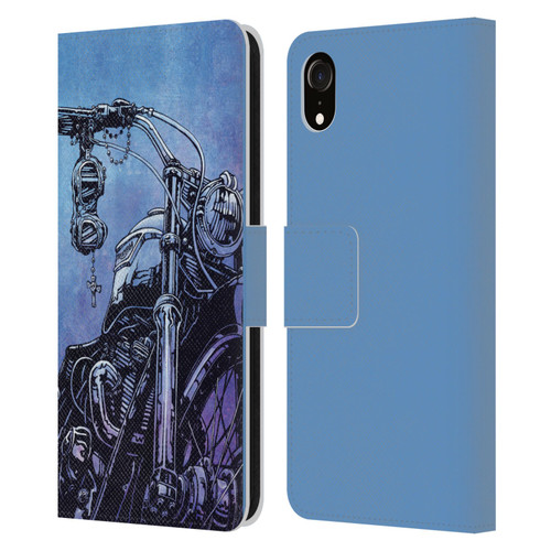 David Lozeau Skeleton Grunge Motorcycle Leather Book Wallet Case Cover For Apple iPhone XR