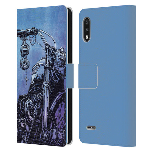 David Lozeau Skeleton Grunge Motorcycle Leather Book Wallet Case Cover For LG K22