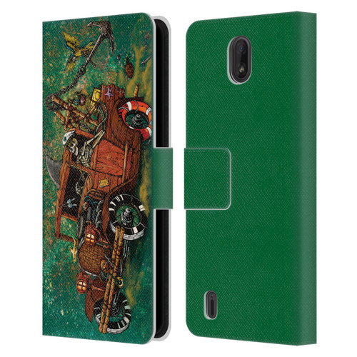 David Lozeau Skeleton Grunge Tiki Towing Leather Book Wallet Case Cover For Nokia C01 Plus/C1 2nd Edition