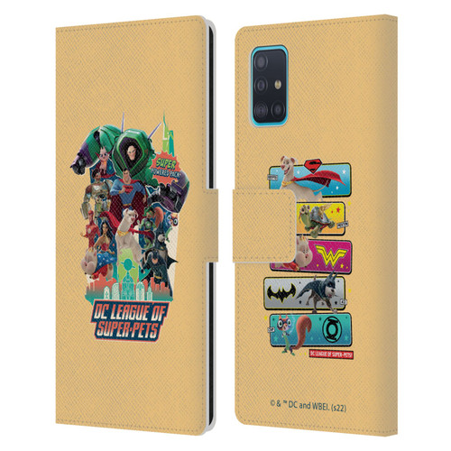 DC League Of Super Pets Graphics Super Powered Pack Leather Book Wallet Case Cover For Samsung Galaxy A51 (2019)