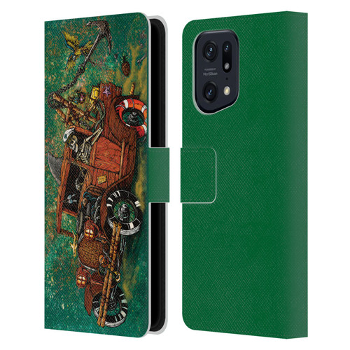 David Lozeau Skeleton Grunge Tiki Towing Leather Book Wallet Case Cover For OPPO Find X5 Pro