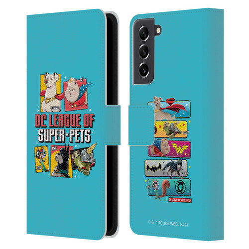 DC League Of Super Pets Graphics Characters 2 Leather Book Wallet Case Cover For Samsung Galaxy S21 FE 5G