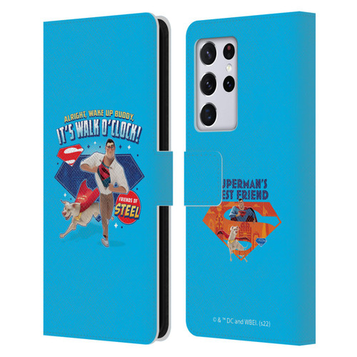 DC League Of Super Pets Graphics It's Walk O' Clock Leather Book Wallet Case Cover For Samsung Galaxy S21 Ultra 5G