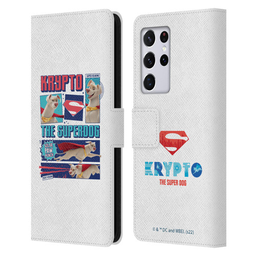 DC League Of Super Pets Graphics Krypto The Superdog Leather Book Wallet Case Cover For Samsung Galaxy S21 Ultra 5G