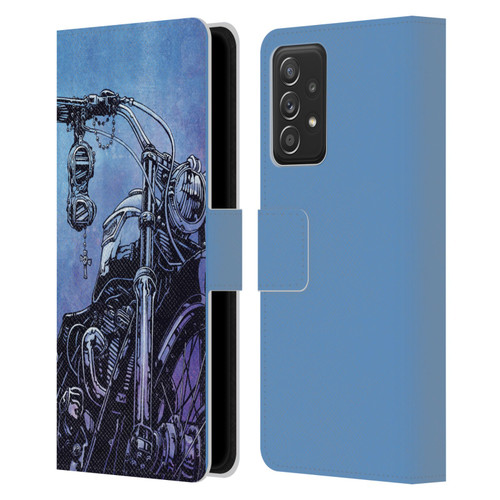 David Lozeau Skeleton Grunge Motorcycle Leather Book Wallet Case Cover For Samsung Galaxy A53 5G (2022)