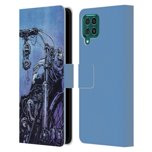 David Lozeau Skeleton Grunge Motorcycle Leather Book Wallet Case Cover For Samsung Galaxy F62 (2021)