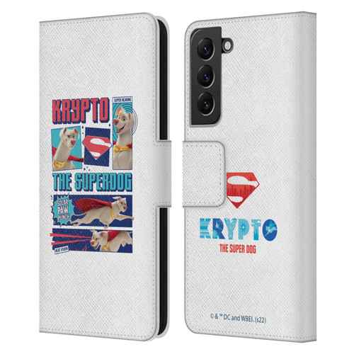 DC League Of Super Pets Graphics Krypto The Superdog Leather Book Wallet Case Cover For Samsung Galaxy S22+ 5G