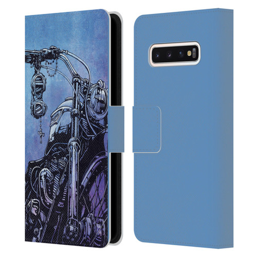 David Lozeau Skeleton Grunge Motorcycle Leather Book Wallet Case Cover For Samsung Galaxy S10