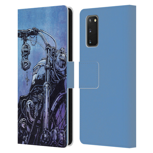 David Lozeau Skeleton Grunge Motorcycle Leather Book Wallet Case Cover For Samsung Galaxy S20 / S20 5G