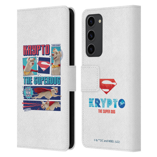 DC League Of Super Pets Graphics Krypto The Superdog Leather Book Wallet Case Cover For Samsung Galaxy S23+ 5G
