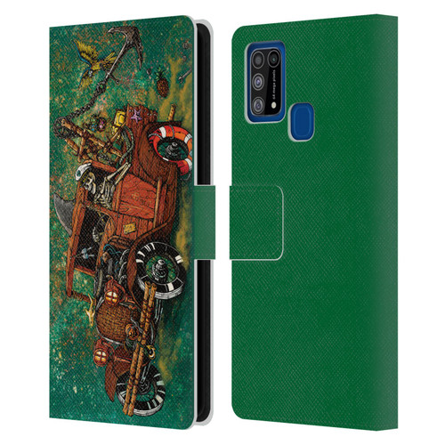 David Lozeau Skeleton Grunge Tiki Towing Leather Book Wallet Case Cover For Samsung Galaxy M31 (2020)