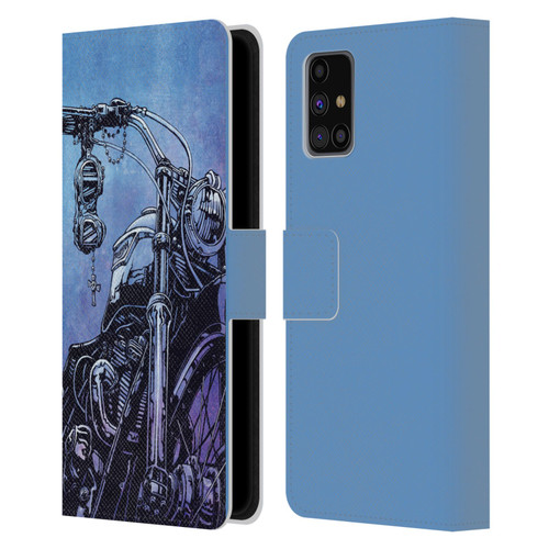 David Lozeau Skeleton Grunge Motorcycle Leather Book Wallet Case Cover For Samsung Galaxy M31s (2020)