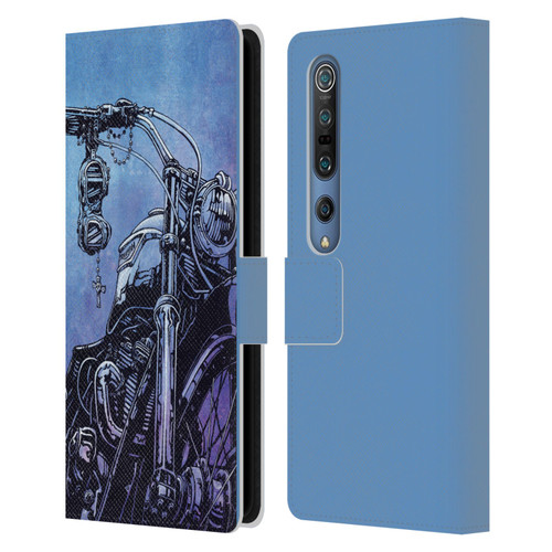 David Lozeau Skeleton Grunge Motorcycle Leather Book Wallet Case Cover For Xiaomi Mi 10 5G / Mi 10 Pro 5G
