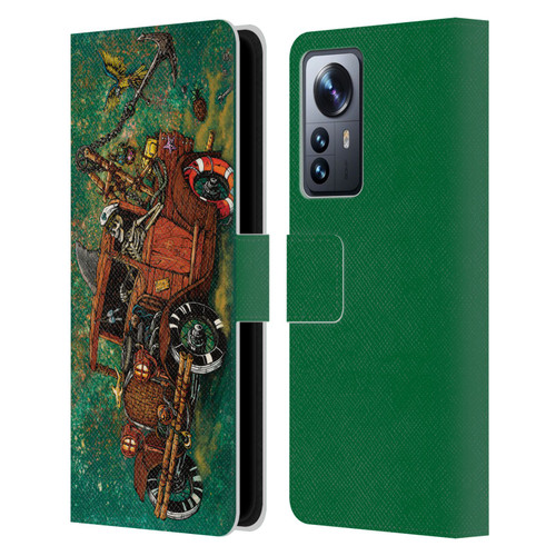 David Lozeau Skeleton Grunge Tiki Towing Leather Book Wallet Case Cover For Xiaomi 12 Pro
