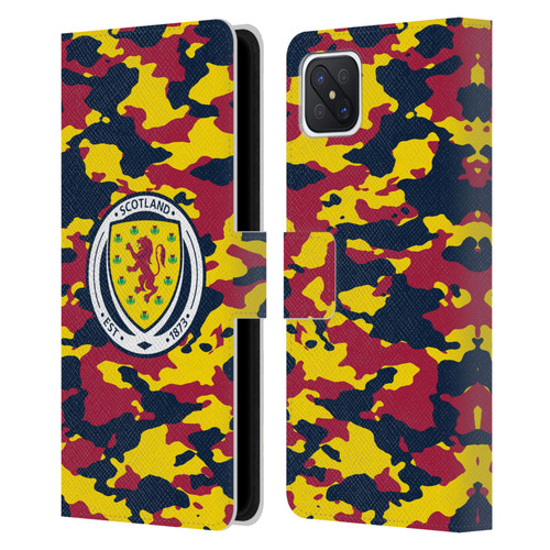 Scotland National Football Team Logo 2 Camouflage Leather Book Wallet Case Cover For OPPO Reno4 Z 5G