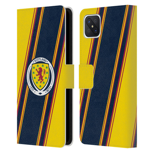 Scotland National Football Team Logo 2 Stripes Leather Book Wallet Case Cover For OPPO Reno4 Z 5G