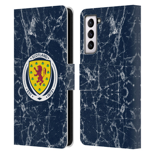 Scotland National Football Team Logo 2 Marble Leather Book Wallet Case Cover For Samsung Galaxy S21 5G