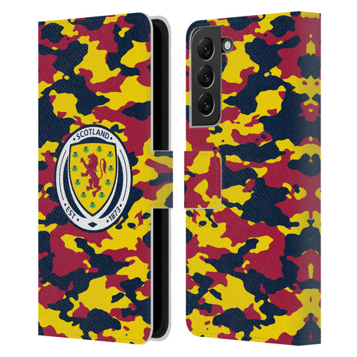 Scotland National Football Team Logo 2 Camouflage Leather Book Wallet Case Cover For Samsung Galaxy S22+ 5G