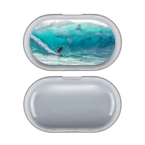 Dave Loblaw Art Mix Shark Surfer Clear Hard Crystal Cover Case for Samsung Galaxy Buds / Buds Plus
