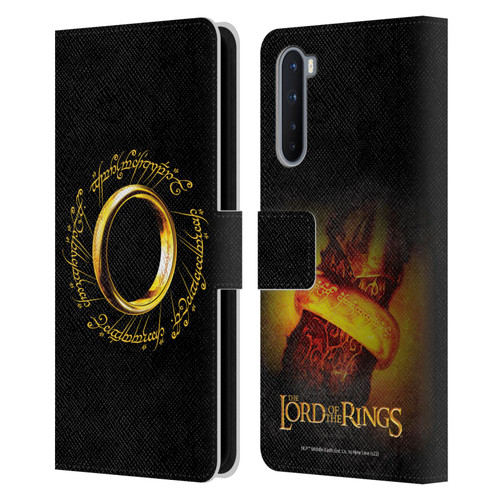 The Lord Of The Rings The Fellowship Of The Ring Graphics One Ring Leather Book Wallet Case Cover For OnePlus Nord 5G