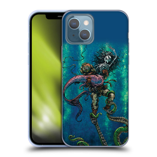 David Lozeau Colourful Grunge Diver And Mermaid Soft Gel Case for Apple iPhone 13