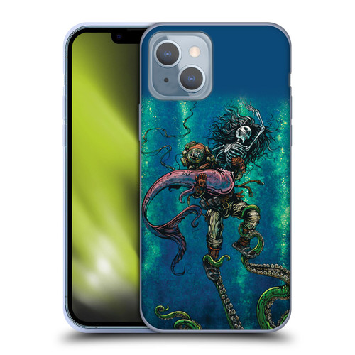 David Lozeau Colourful Grunge Diver And Mermaid Soft Gel Case for Apple iPhone 14