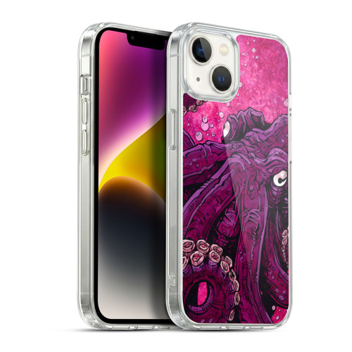 David Lozeau Colourful Grunge Octopus Squid Soft Gel Case for Apple iPhone 14 Plus & MagSafe