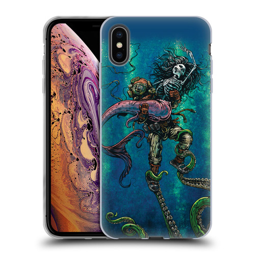 David Lozeau Colourful Grunge Diver And Mermaid Soft Gel Case for Apple iPhone XS Max