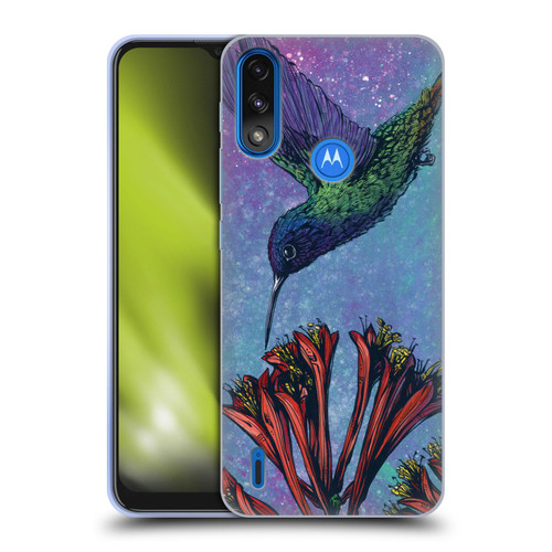 David Lozeau Colourful Grunge The Hummingbird Soft Gel Case for Motorola Moto E7 Power / Moto E7i Power
