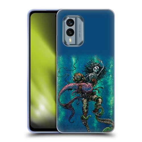 David Lozeau Colourful Grunge Diver And Mermaid Soft Gel Case for Nokia X30