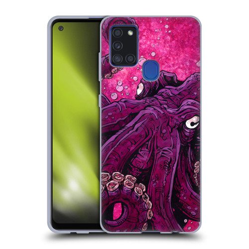 David Lozeau Colourful Grunge Octopus Squid Soft Gel Case for Samsung Galaxy A21s (2020)