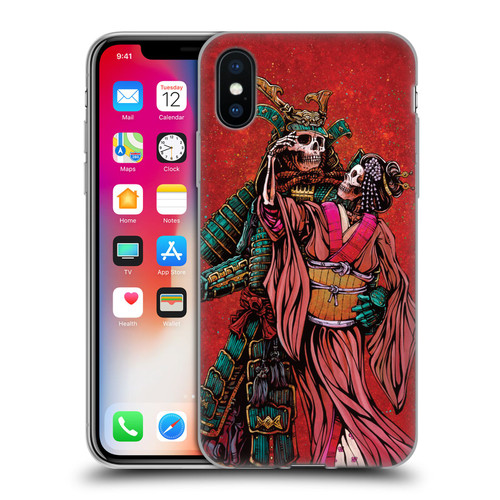 David Lozeau Colourful Art Samurai And Geisha Soft Gel Case for Apple iPhone X / iPhone XS