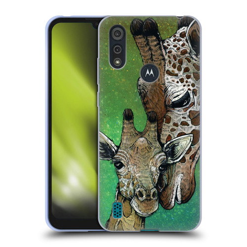 David Lozeau Colourful Art Giraffe Soft Gel Case for Motorola Moto E6s (2020)
