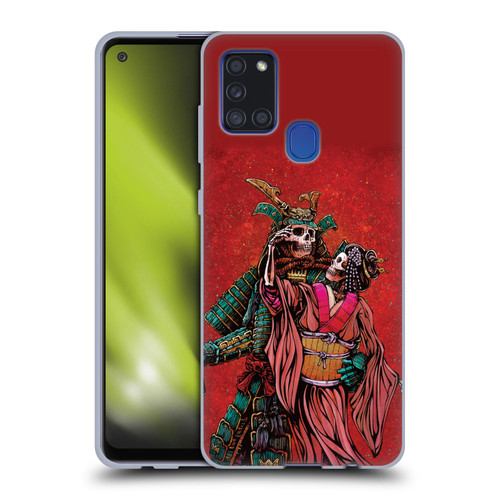 David Lozeau Colourful Art Samurai And Geisha Soft Gel Case for Samsung Galaxy A21s (2020)